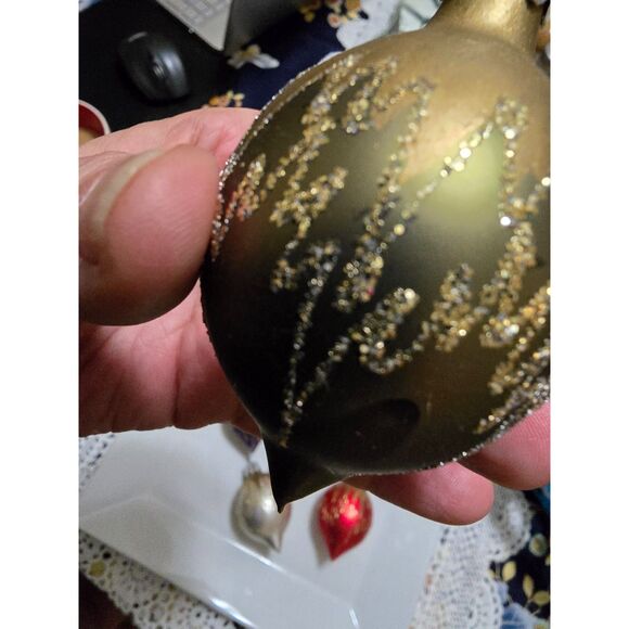 VTG Glass Tear Shaped Ornaments 7 Satin Teardrop 3 " - Picture 2 of 5